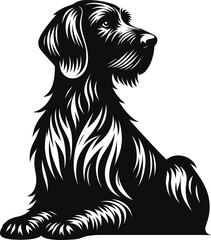 Minimalist German Wirehaired Pointer Dog Silhouette, Elegant Vector Art