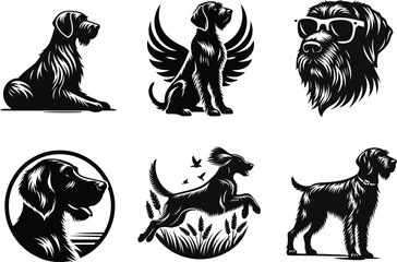 German Wirehaired Pointer Dog Sketch, Ideal for Dog Breed Enthusiasts