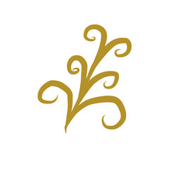 Minimalist Golden Plant Design – Abstract Botanical Vector Art for Decor and Templates