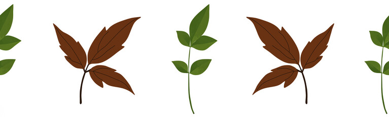  Leaves border on a white background. Hand-drawn illustration. Perfect for spring and summer.