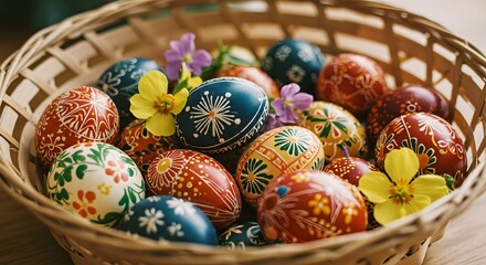 Fototapeta premium easter eggs in basket