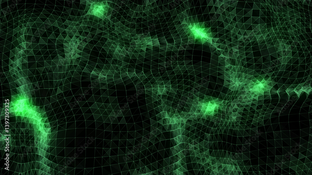 Poster digital technology wave with top view. dark cyberspace with colors motion dots and line. futuristic 