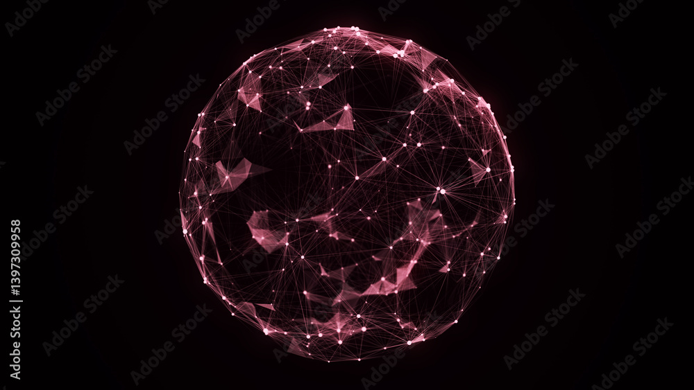 Poster sci-fi sphere with particles and lines. concept network connection. frame sphere. abstract technolog