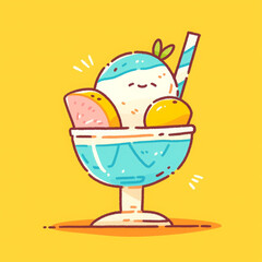 Fototapeta premium Cute bowl of dessert joyfully displays delicious treats