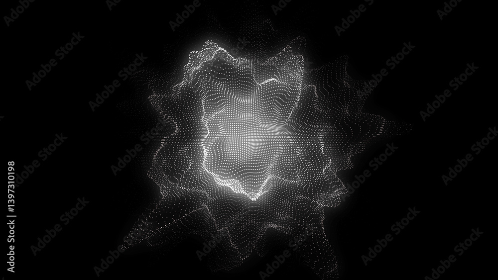Poster digital technology wave. dark cyberspace with motion dots and lines. futuristic digital background. 