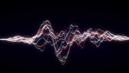 Stock, exchange, investments or cryptocurrency chart. Business background. Abstract music wave. Sound equalizer with dots. 3d rendering.