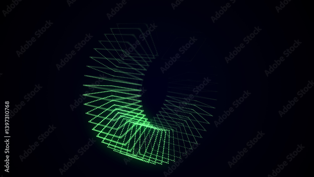 Poster sci-fi torus with particles and lines. concept network connection. abstract technology background. 3