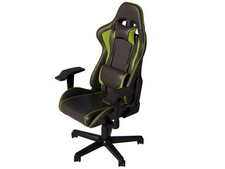 Gaming Chair E-sport. Black and Green Gaming Chair. Front views
