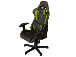 Gaming Chair E-sport. Black and Green Gaming Chair. Front views