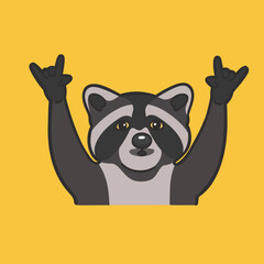 Rock Metal Raccoon Meme Sticker T-shirt Vector Cute Illustration