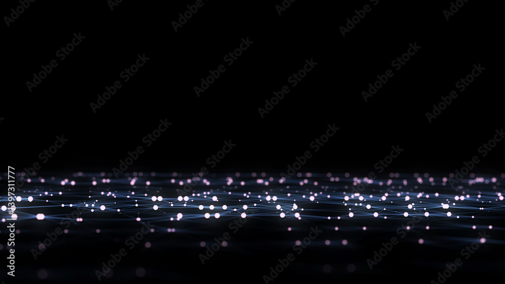 Poster technology perspective grid background. digital space wireframe landscape. dark cyberspace with moti