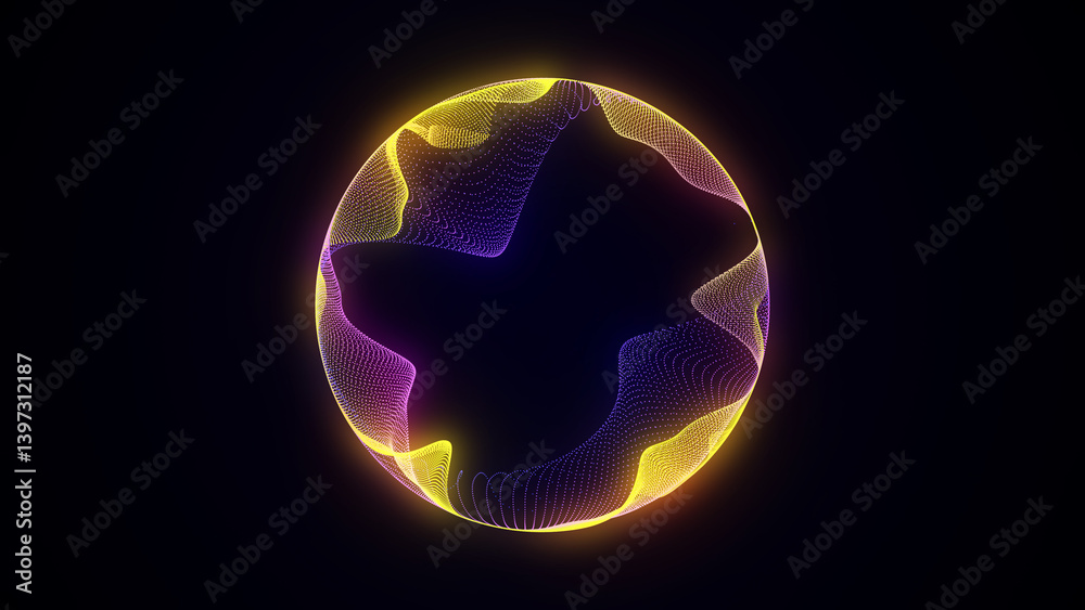 Poster sci-fi sphere with particles and lines. concept network connection. frame sphere. abstract technolog