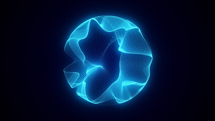 Sci-fi sphere with particles and lines. Concept network connection. Frame sphere. Abstract technology background. 3d rendering.