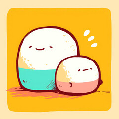 Fototapeta premium Cute ice cream characters are so happy and beaming with their simple smiles