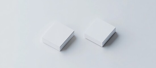 Fototapeta premium Two white square boxes on white background; mockup