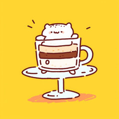 Cute tiramisu makes me happy and delicious dessert is really tasty