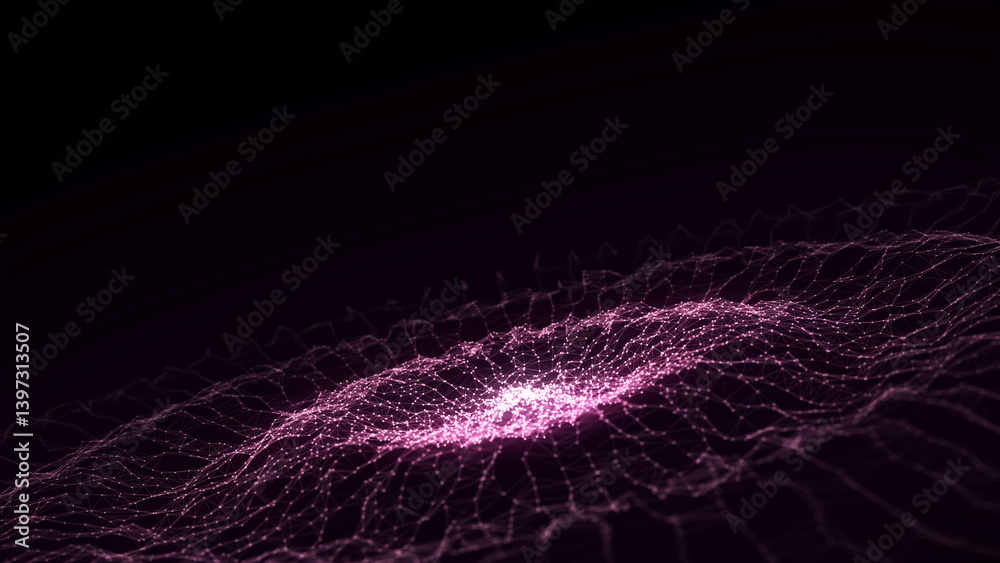 Aufkleber abstract music sound wave. dark cyberspace with moving particles. futuristic circle wave with digita