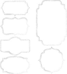 Vector set of outline geometrical frame border shapes with chalk textured style