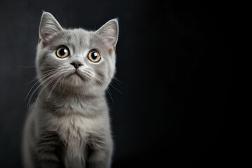 Obraz premium cute cat on the dark studio background