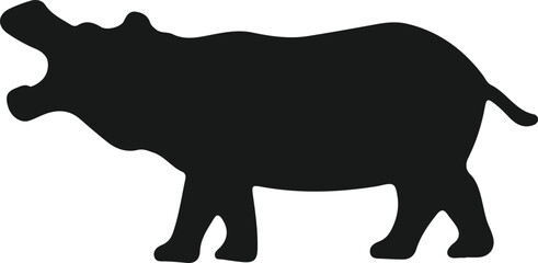 Hippopotamus Silhouette Icon – Wild Animal Vector Illustration
