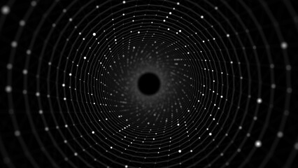 Abstract sci-fi tunnel. Wormhole absorbs cyberspace. 3D portal. Futuristic fantasy high-tech funnel. 3d rendering.