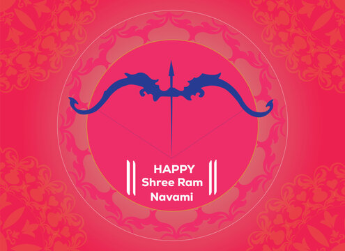 Shree Ram Navami Greeting Card with Bow and Arrow Illustration
