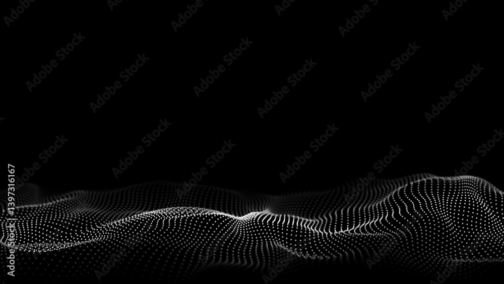 Poster digital technology wave. dark cyberspace with motion dots. futuristic digital background artificial 