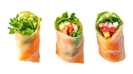 Pack of Spring Roll Set Against Transparent Background for Culinary or Snack Projects
