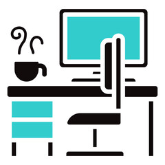 Workspace, Hybrid Work Glyph Dual Tone Design Vector Concept