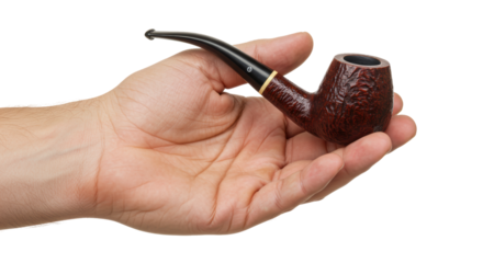 Isolated Hand Holding Tobacco Pipe