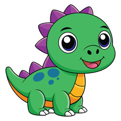 Fototapeta premium Cute cartoon baby dinosaur on white background