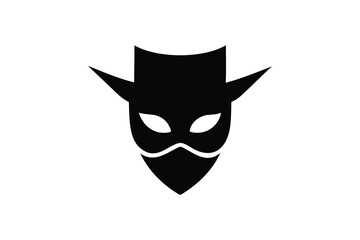 Zorro mask icon silhouette on white background