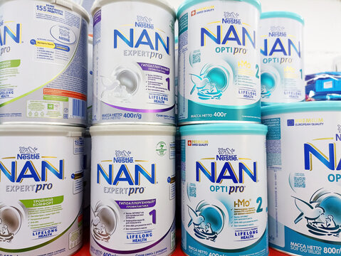 Nestle nan baby formula display with various expert pro and optipro variants