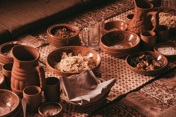 Traditional Meal Served in Clay Utensils