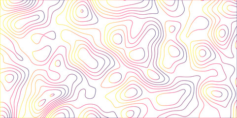 Fototapeta premium Topographic canyon geometric map relief texture with curved layers and shadow .Abstract geometric topographic contour map background. Panorama view gradient multicolor wave curve . 