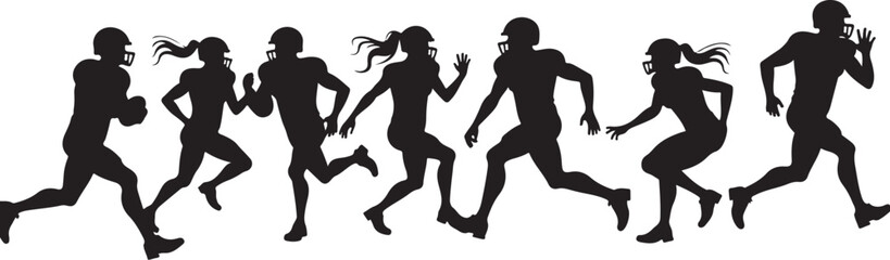  American football players running,