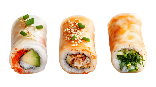 Pack of Spring Roll Set Against Transparent Background for Culinary or Snack Projects