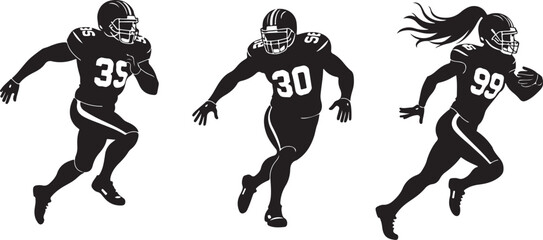  American football players running,