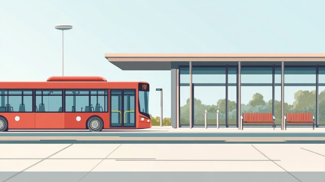 Simple Bus Terminal Background with Neutral Colors for Easy Edits