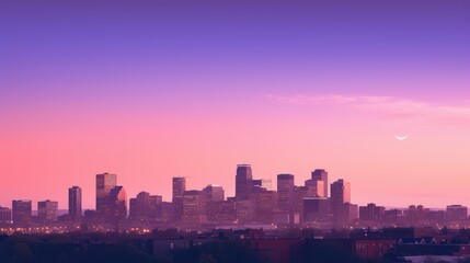 Obraz premium skyline purple yellow gradient