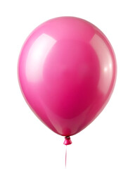 Isolated single pink balloon floating in the air against a dark background on transparent background