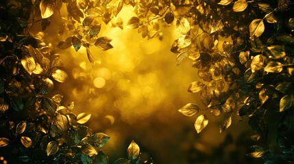 Obraz premium leaves green and gold background