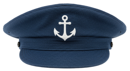 Isolated Navy Captain Hat with Anchor Emblem