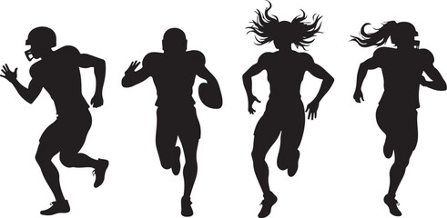 American Football Runners Silhouette vector bundle