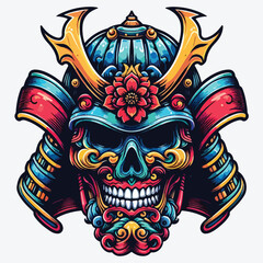 Samurai Skull Mask stock illustration