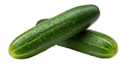 Isolated Two Cucumbers with Water Drops