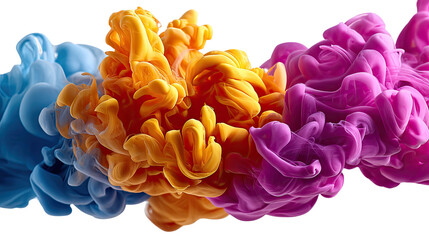Obraz premium Vibrant Color Explosion: A captivating display of multi-colored ink, dynamically merging and swirling together, creating a visually stunning spectacle.