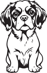 Naklejka premium Dog Cavalier King Charles Spaniel. Hand drawn vector illustration 