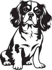 Dog Cavalier King Charles Spaniel. Hand drawn vector illustration	