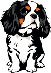 Dog Cavalier King Charles Spaniel. Hand drawn vector illustration	